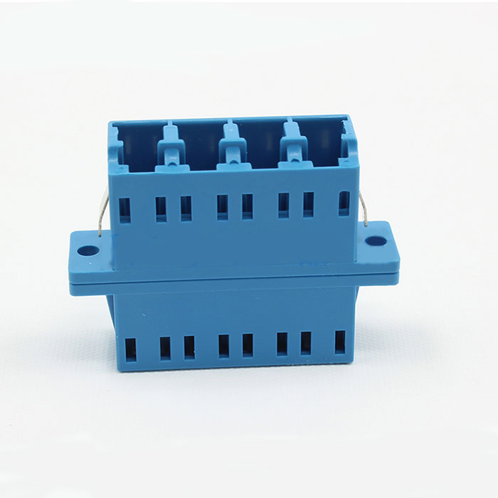 LC Plastic Fiber Optic Adapter Single Mode Four Core Azul Flange